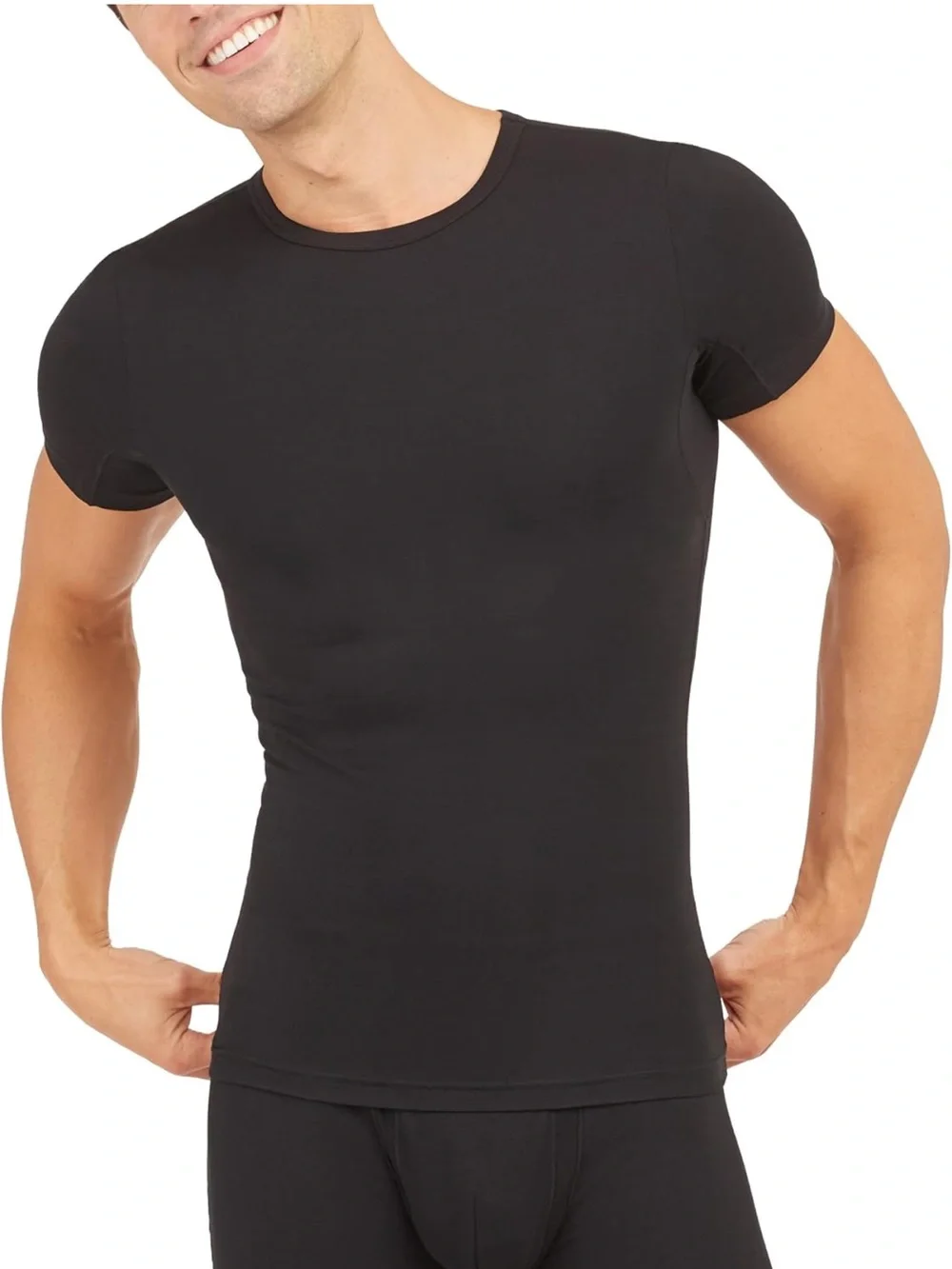 Spanx Men's Sculpt Cotton Spandex Crew Neck Undershirt.